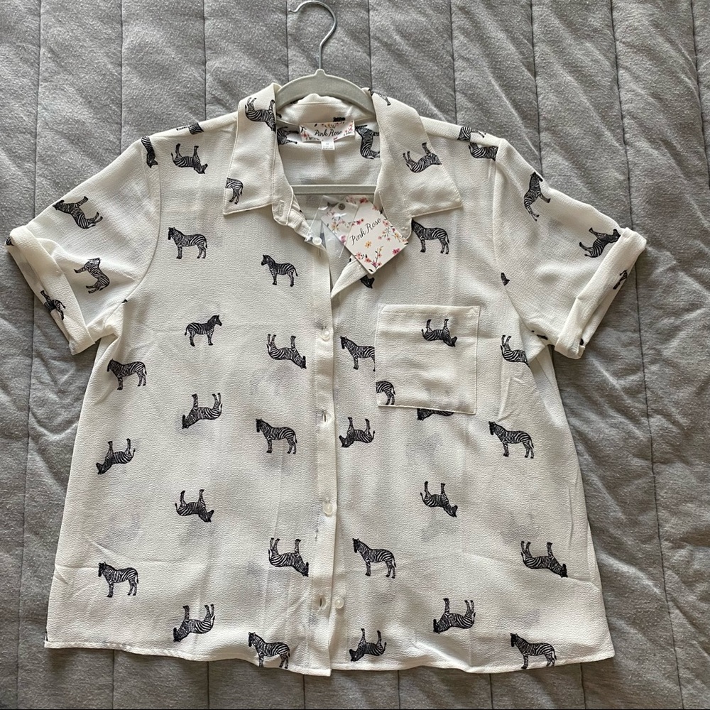 Zebra Chiffon Button Down